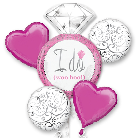 I Do Engagement Diamond Ring (Pink) Balloon Bouquet